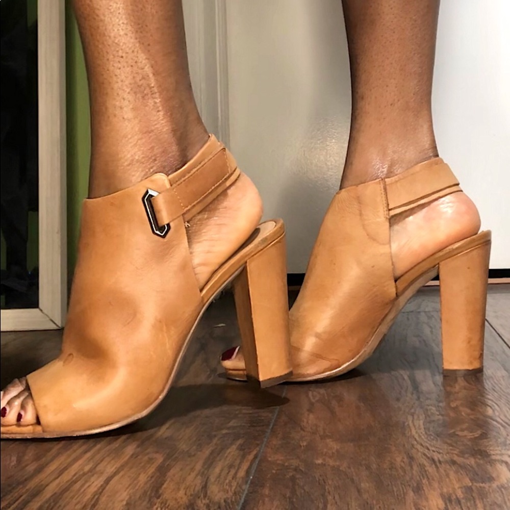 Aldo Velcro Strap Peep Toe Chunk Heels